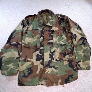 US Military M-65 Field‎ Jacket Mens Medium Regular Camo Woodland Combat Coat